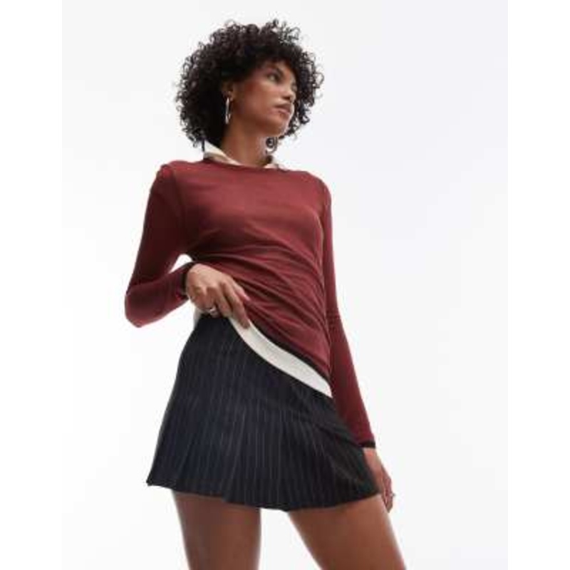 Topshop pleated micro mini skirt in mono stripe