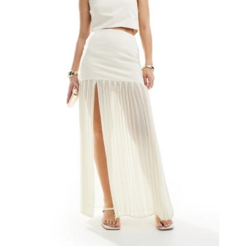 4th & Reckless square neck cropped cami top and maxi skirt set in cream