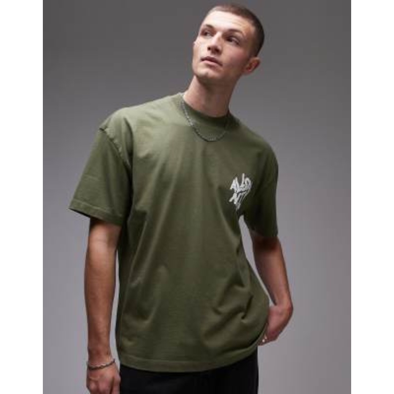 AllSaints Orlando back print T-shirt in eden green