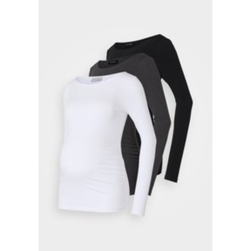 Anna Field MAMA 3 PACK – Langarmshirt – black/dark grey/white/schwarz