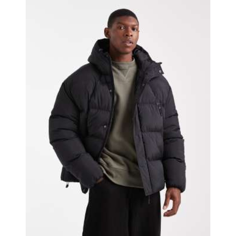 Brave Soul hooded puffer coat in black