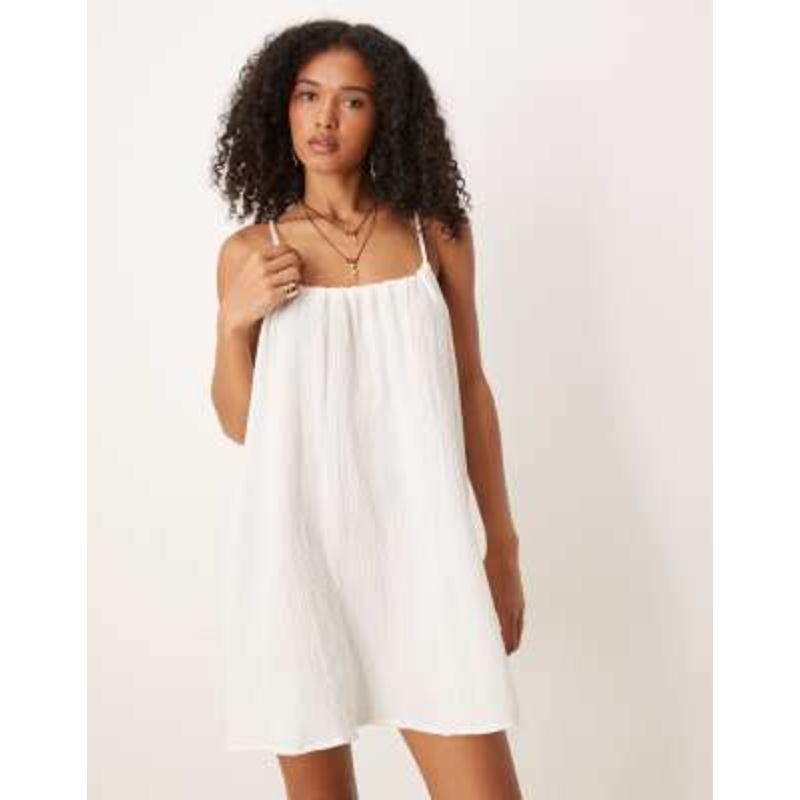 JDY cheesecloth mini dress in white