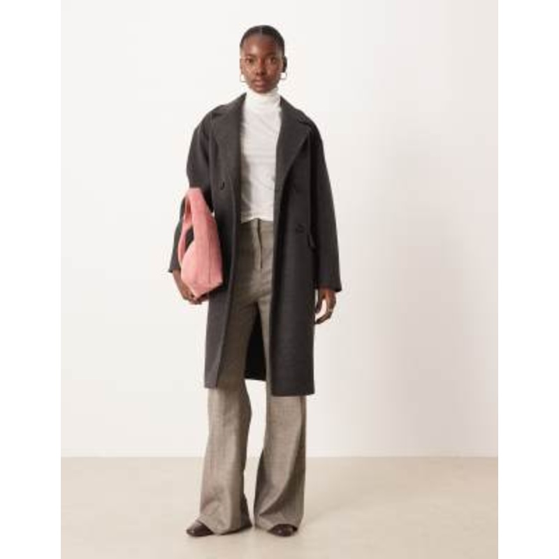 Mango tailored coat in charcoal