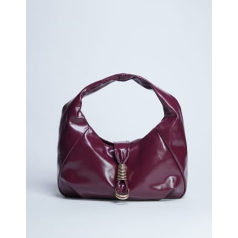 Topshop Tilly metal hardware slouchy tote bag in burgundy