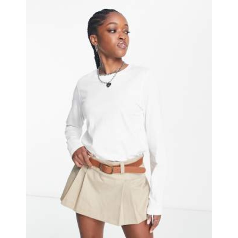 Weekday Essence standard long sleeve top in white