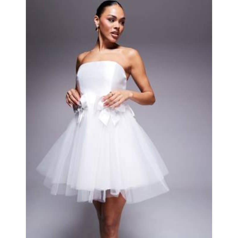Ever New Bridal bow tulle mini dress in ivory