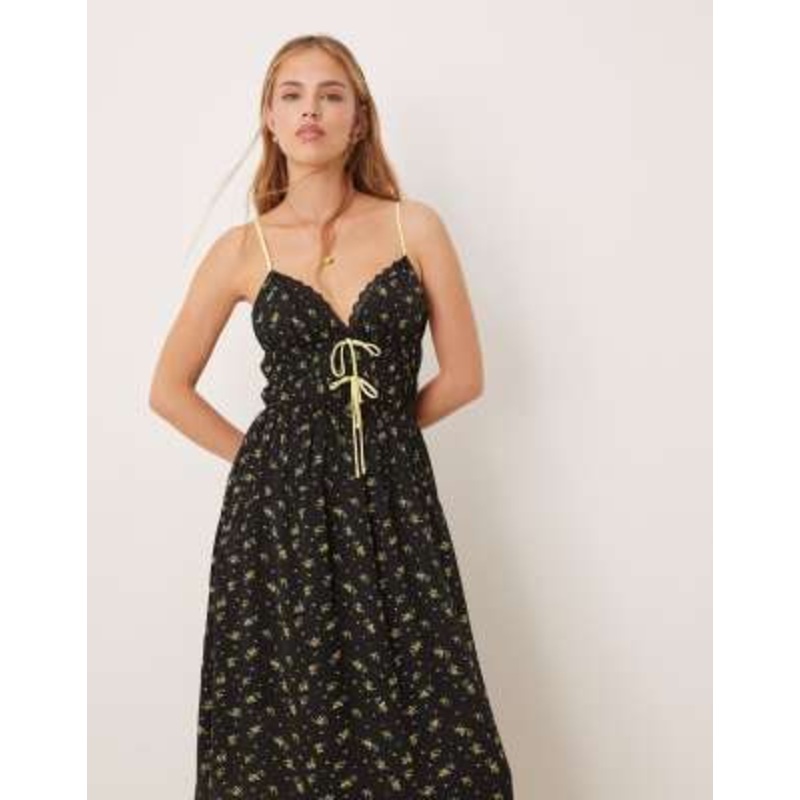 Kiss The Sky v neck sleeveless maxi dress in black floral print