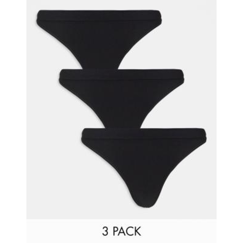 Weekday Cat Seamless 3-pack thong in black