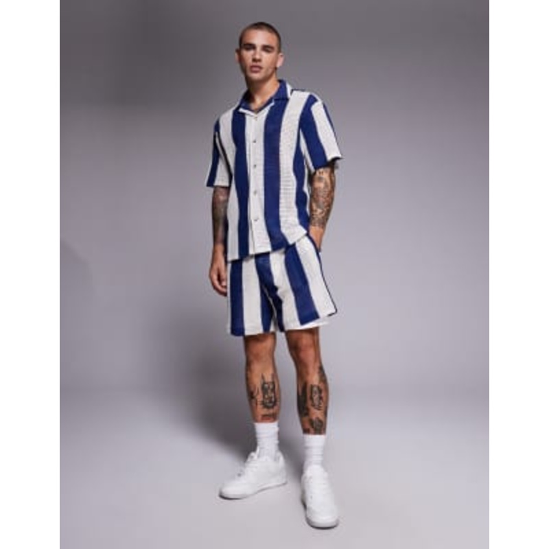 River Island stripe crochet set in blue