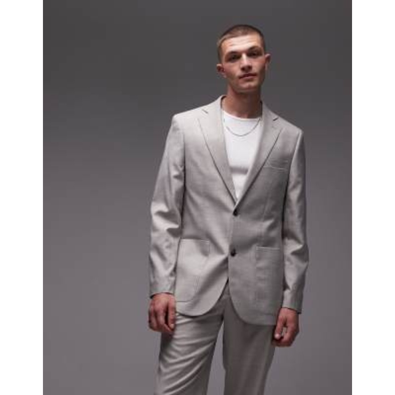 Topman relaxed suit jacket in stone