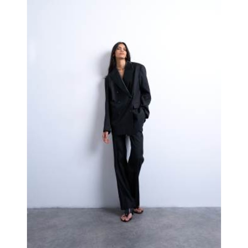 Topshop mid rise suit set in black