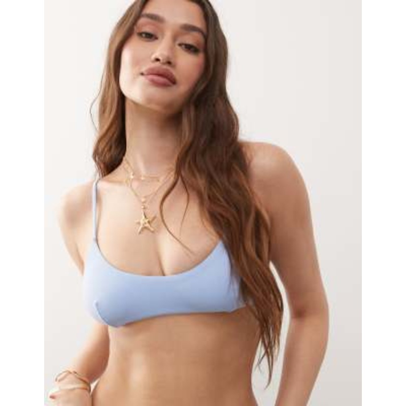 Weekday scoop neck bikini top in light blue