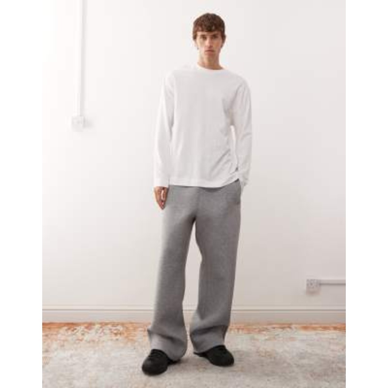 Weekday wide leg sweatpants in heather gray scuba-style fabric