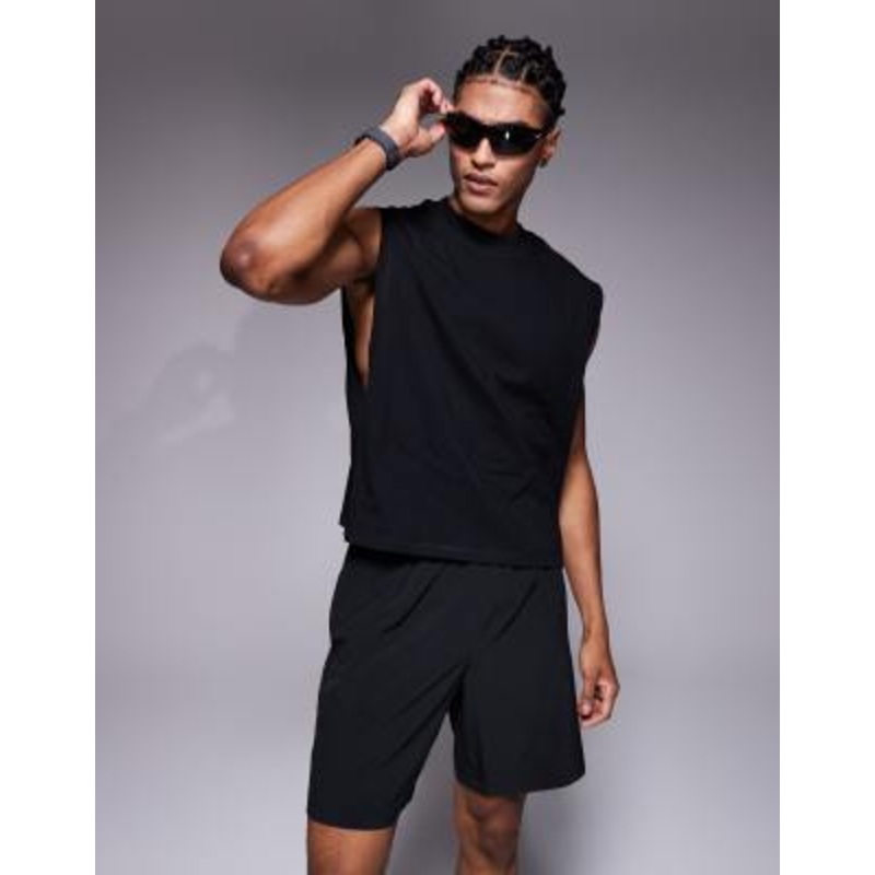 4505 cotton cropped lifting tank with quick dry finish in black