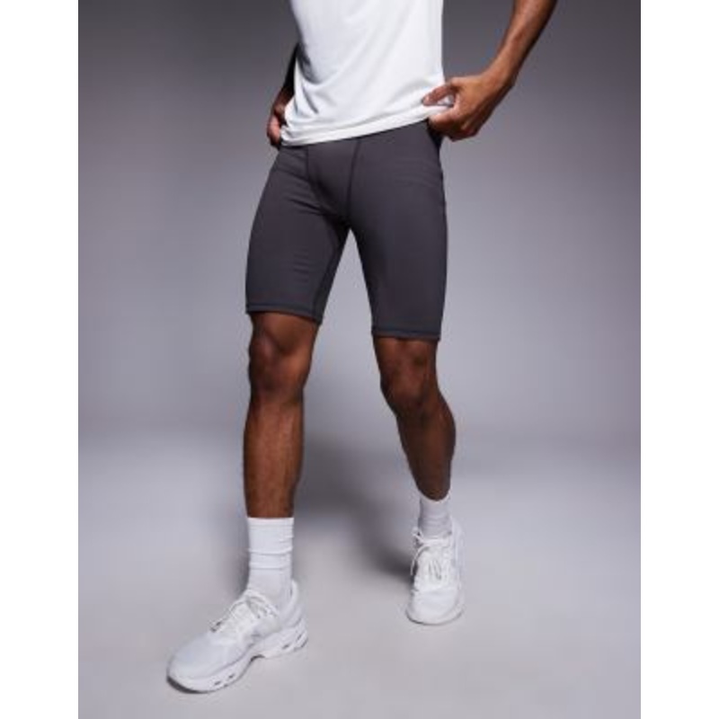 4505 Yoga soft touch training half tight with drawstring waist in granite gray