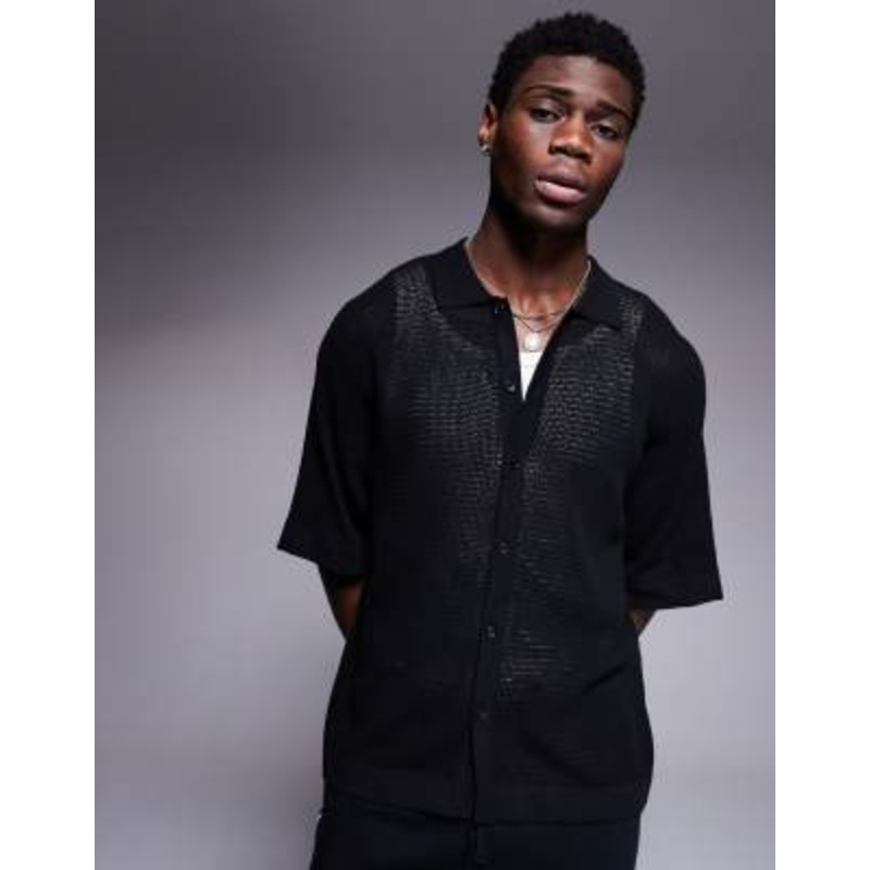 ADPT crochet shirt in black