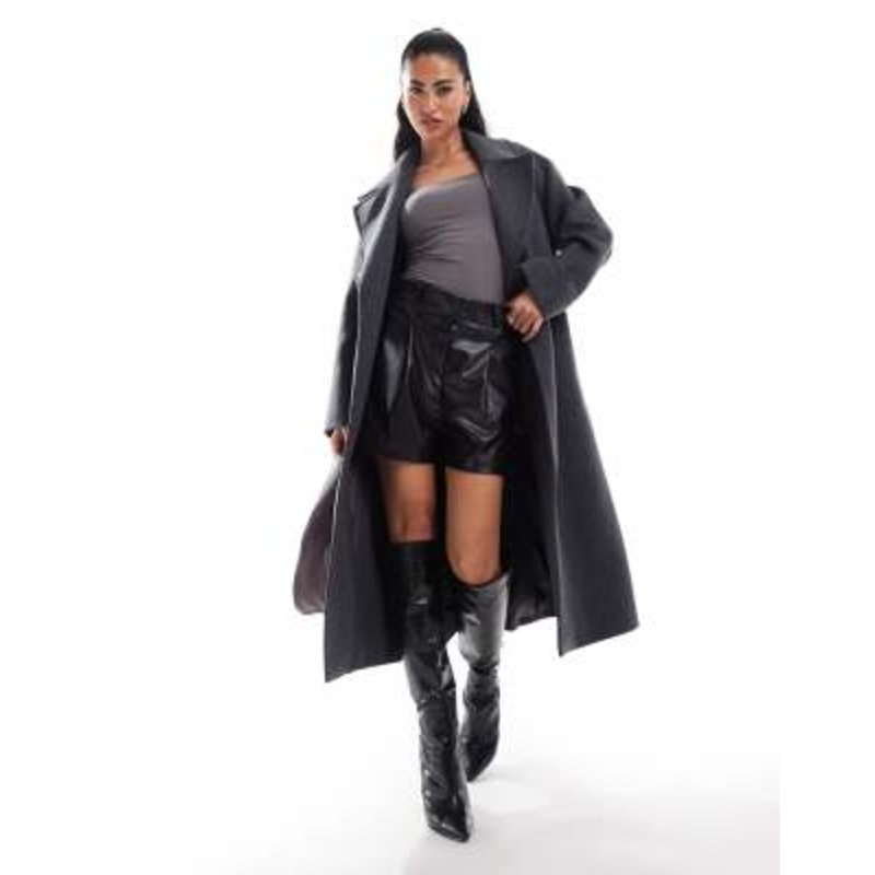 Ever New oversized wrap coat in charcoal gray heather