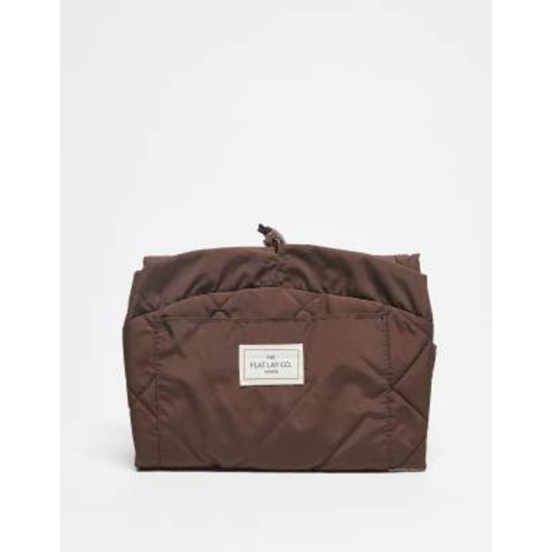 The Flat Lay Co.  EXCLUSIVE Drawstring Makeup Bag- Espresso Brown