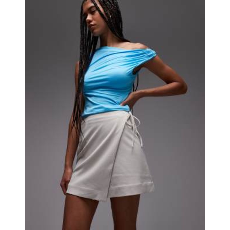 & Other Stories minimal wrap mini skirt in light beige