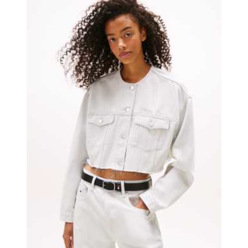 Tommy Jeans denim cropped jacket in light wash blue