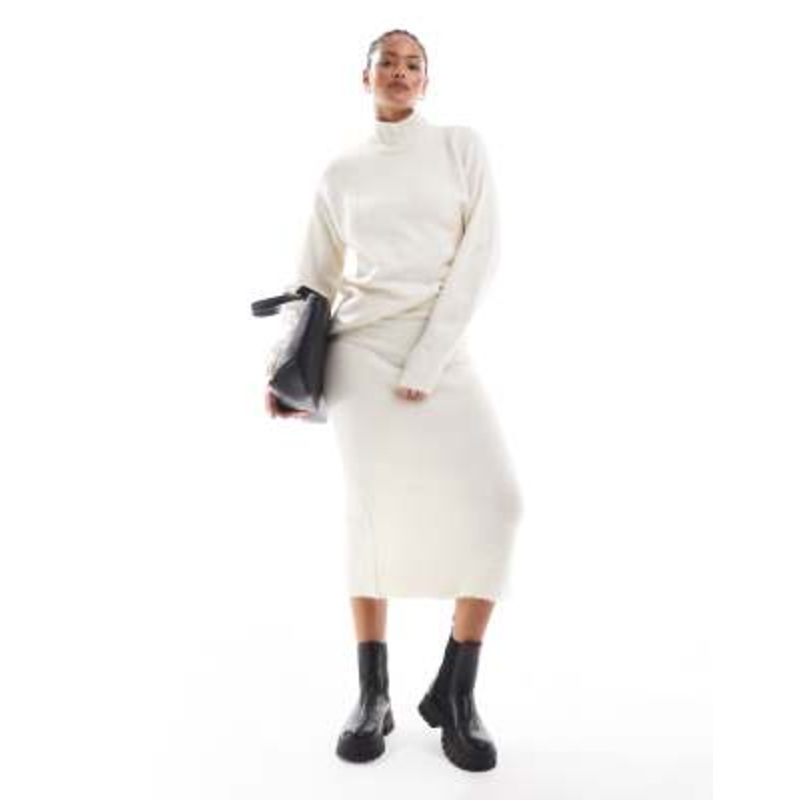 Vero Moda Tall knit skirt and sweater set in cream melange