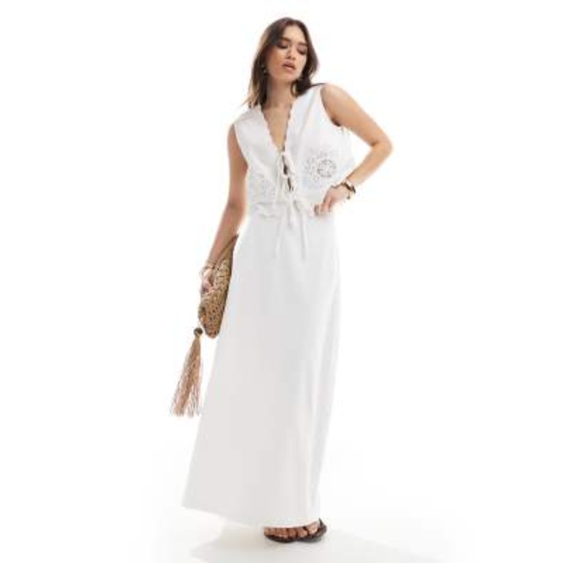 4th & Reckless linen blend maxi skirt in white – part of a set