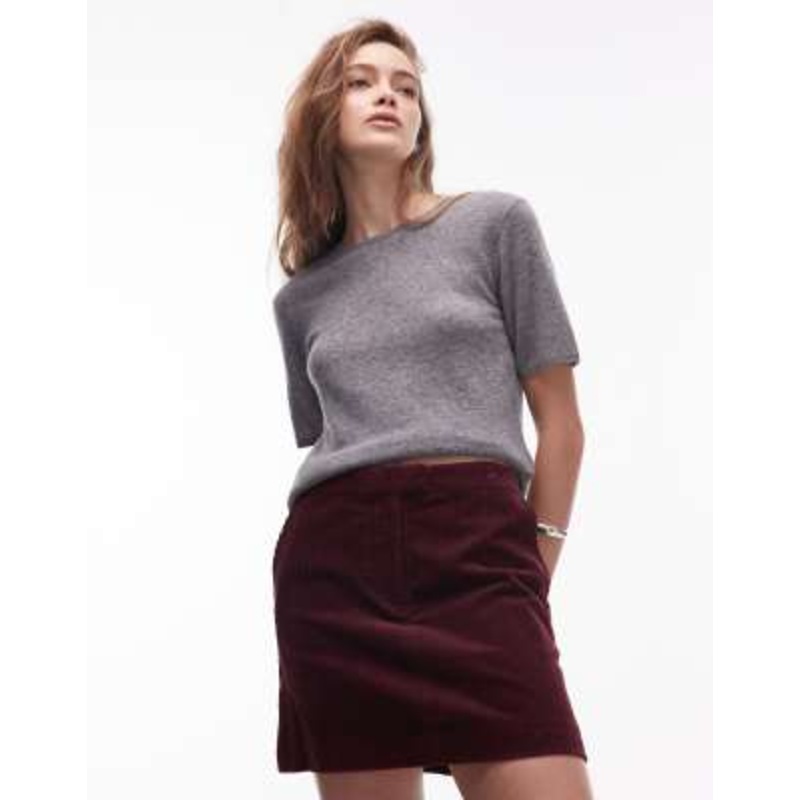 ARKET corduroy mini skirt in burgundy