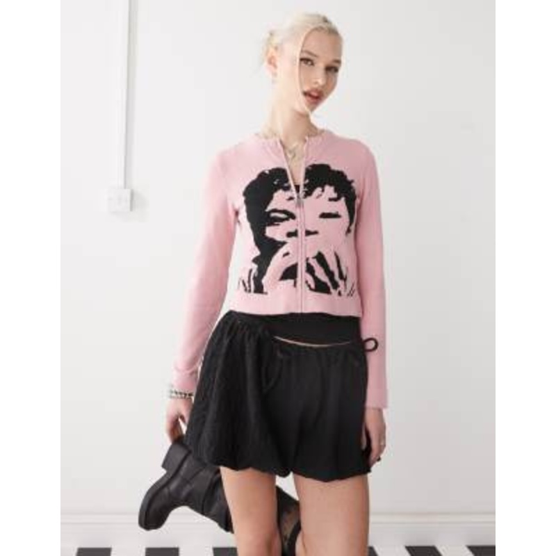 COLLUSION mini puff ball textured skirt with ties