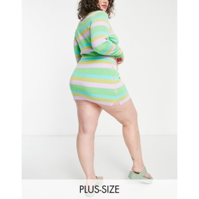 COLLUSION Plus knitted cut out mini skirt in striped print – part of a set