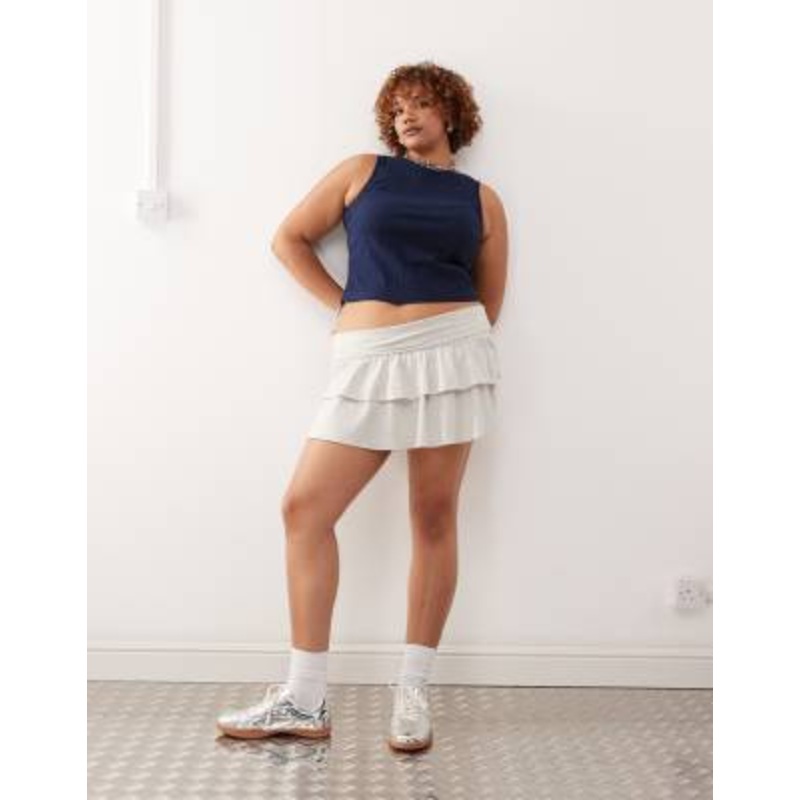 COLLUSION Plus mini ruffle skirt in gray