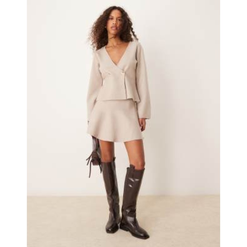 Vila structured knit mini skirt in natural melange – part of a set