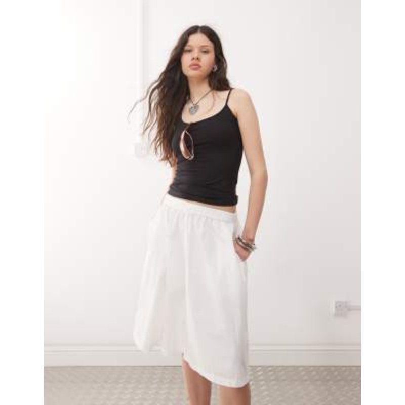 Weekday poplin midi skirt in white