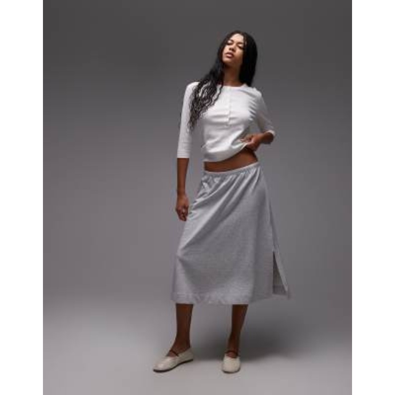 ARKET pure cotton pull-on midaxi skirt in gray