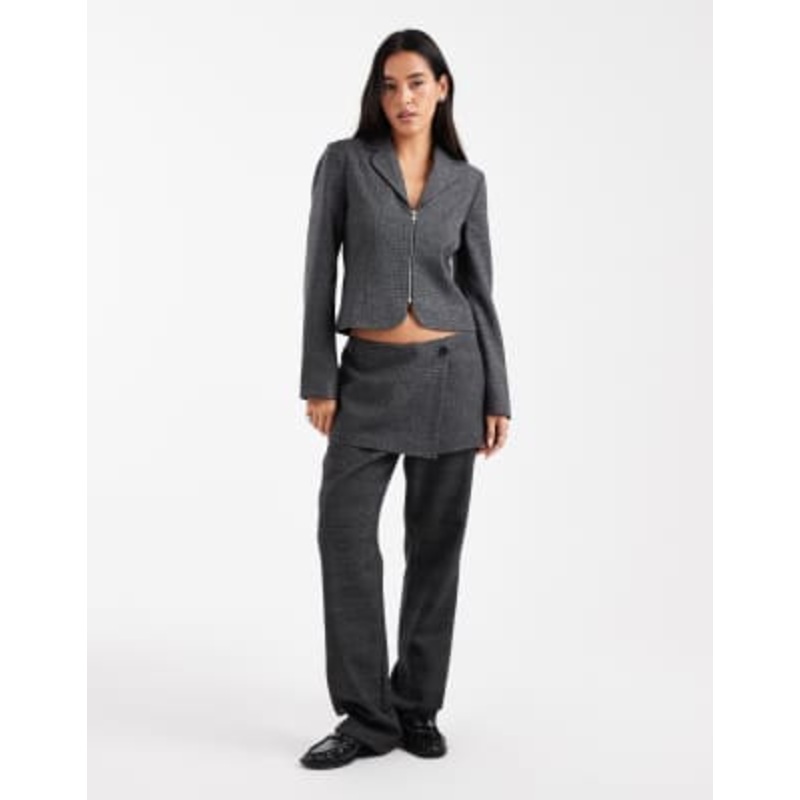 COLLUSION wrap skirted pants in plaid – part of a set