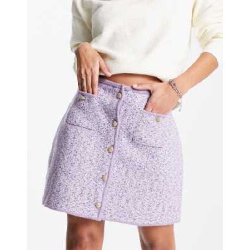 & Other Stories wool mini skirt with gold buttons in lilac – part of a set