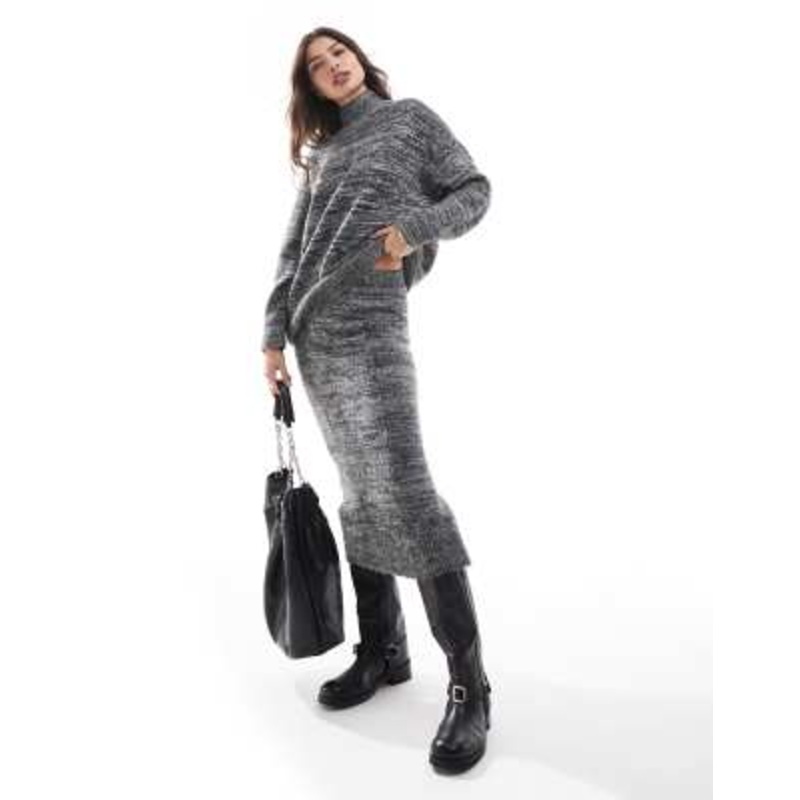 Vero Moda knitted midi skirt in mono melange – part of a set