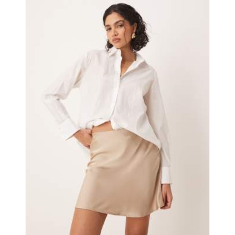VILA satin mini skirt in mink