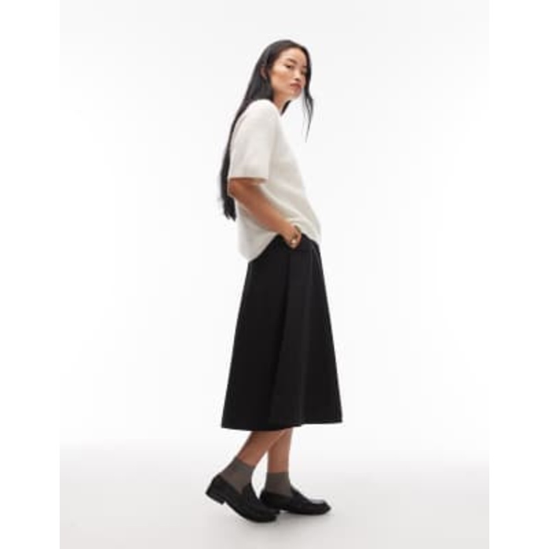 ARKET pure cotton pleated a-line maxi skirt in black