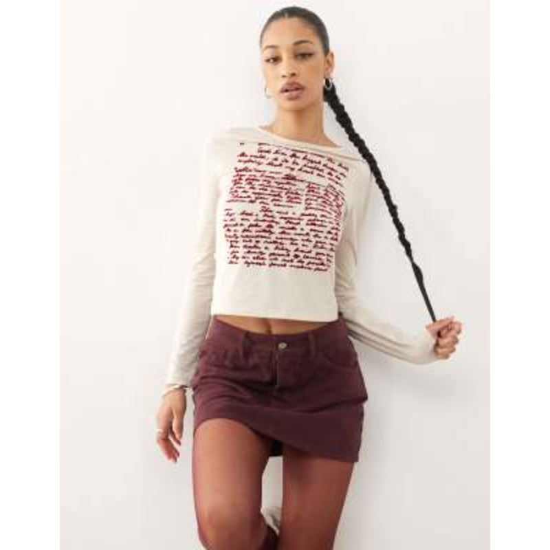 COLLUSION denim mini skirt in burgundy