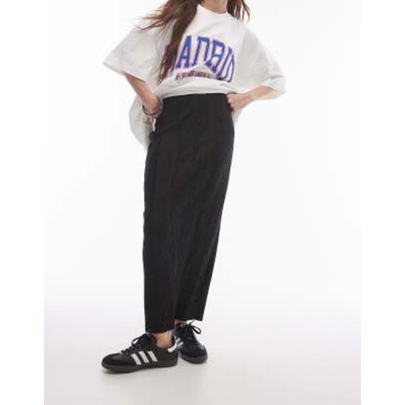 Topshop plisse midi skirt in black
