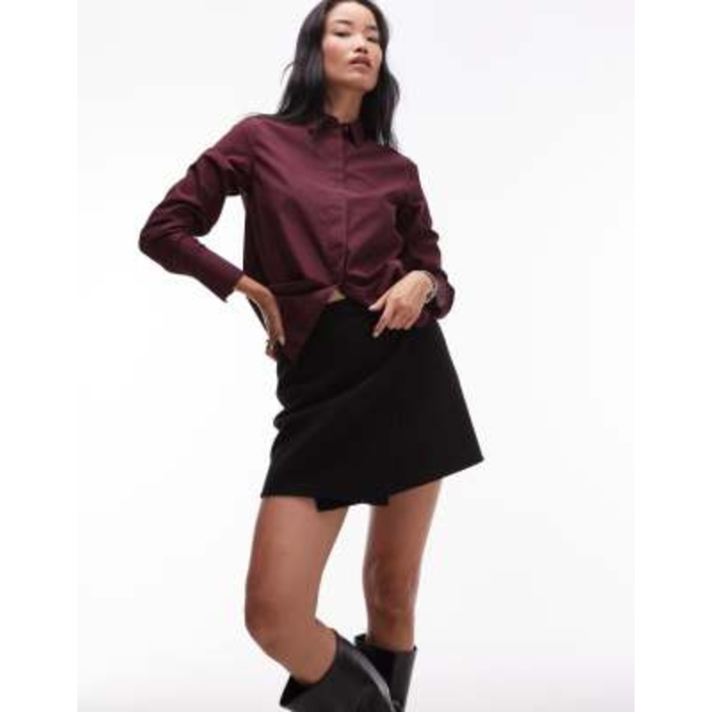 ARKET hairy wool mini wrap skirt in black