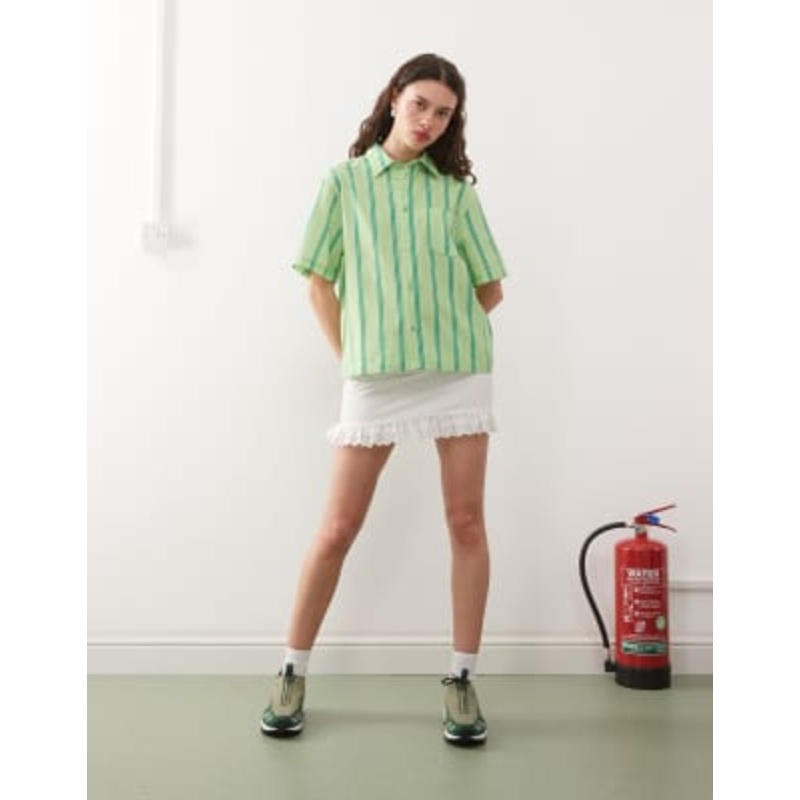 COLLUSION lace trim mini skirt in white