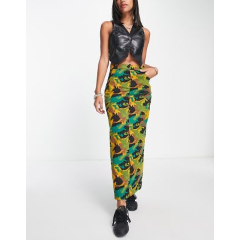 COLLUSION utility maxi skirt in camo print – part of a set