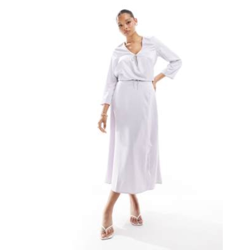 Vero Moda midi skirt with embellished bow in lavender blue