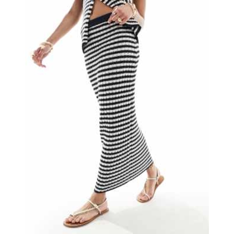 4th & Reckless ravello knit beach skirt in navy stripe – part of a set
