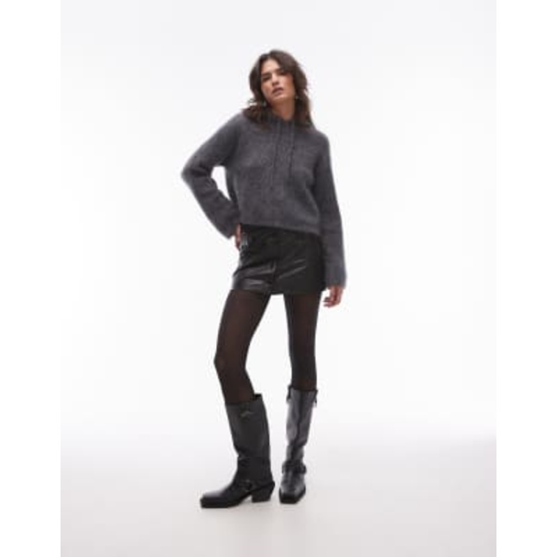 AllSaints Rock leather mini skirt in black