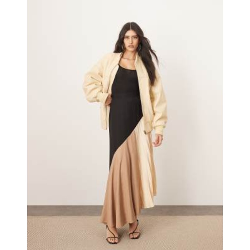 ARRANGE color block pleat detail midi skirt in multi