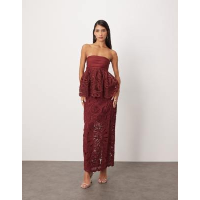 ARRANGE floral cornelli column midi skirt in merlot – part of a set