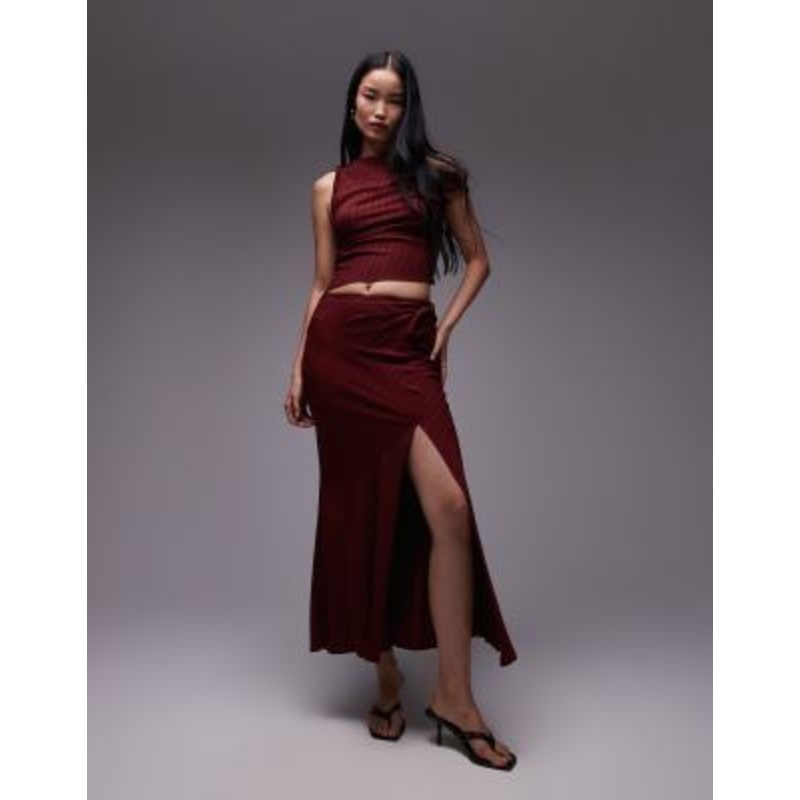 Topshop twist maxi skirt in burgundy – part of a set
