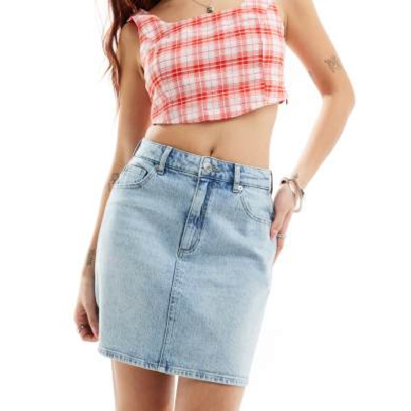 Vero Moda Tessa mini skirt in light blue denim